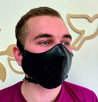 Men's leather mask with replaceable fabric filters